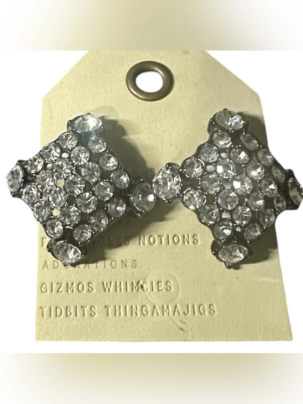 Anthropologie Crystal Square Post Earrings NWT Silver